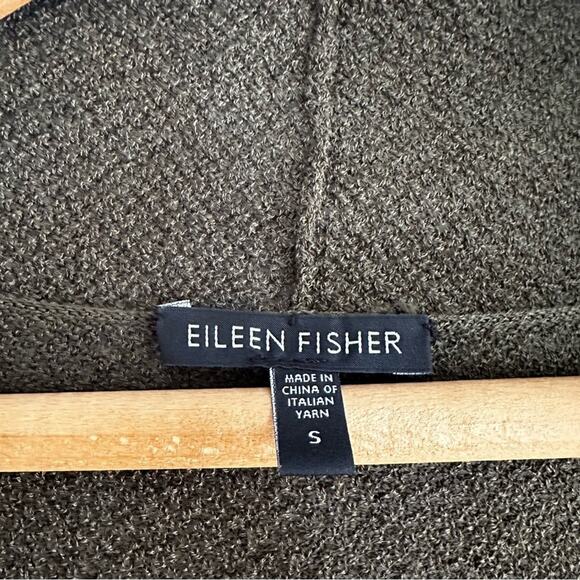 Eileen Fisher Green Open Front Drape Cardigan - Olive Green - Size S - Picture 2 of 6